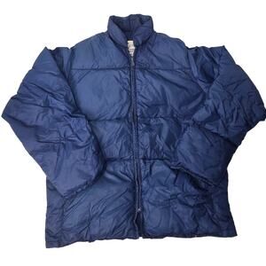 Vintage Schott Bros Prime Northern Goose Down Puffer Jacket Navy Blue Mens Large